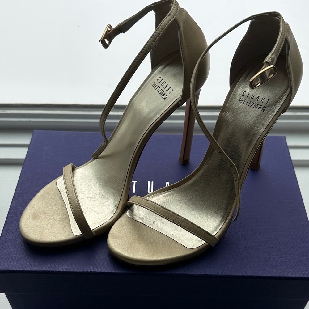 Stuart Weitzman Gold Strappy Heels